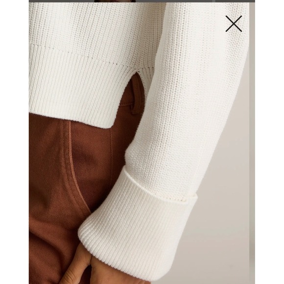 Quince Sz Large White Organic Cotton Fisherman Collared Cardigan - Picture 5 of 13